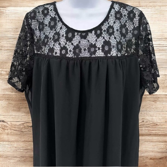 Women's Liberty Love Black Short Dress, Lace Top, Lined, Babydoll Dress, 1XL - Picture 2 of 13
